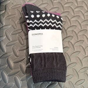 Women cozy socks Sonoma Black and White Patterned Crew Socks